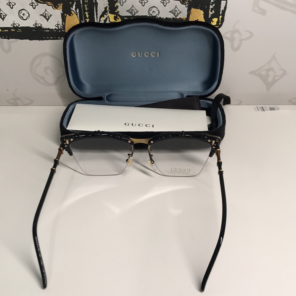 New Authentic Gucci Black and Brown Eyeglasses GG0660o 001 - Picture 8 of 14